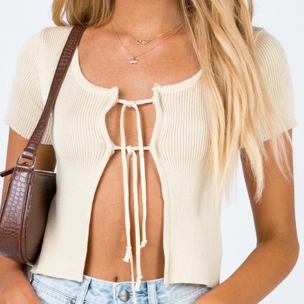 Princess Polly Kari Crop Top Beige S/M